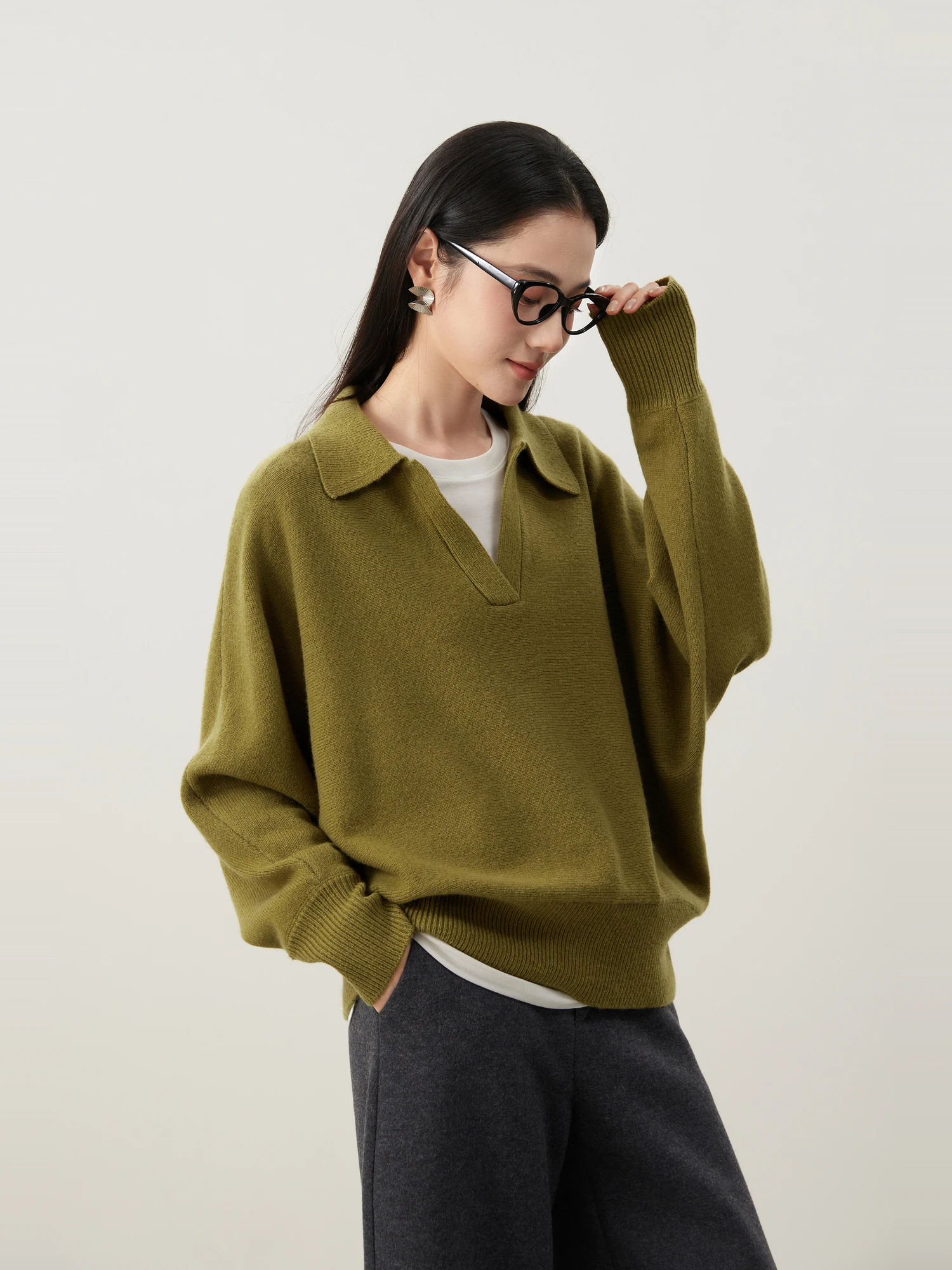 

Mijia High Quali 00% шерсть Batwing Sve Ne трикотаж женский свободный крой зимняя мода повседневный коврик Sle