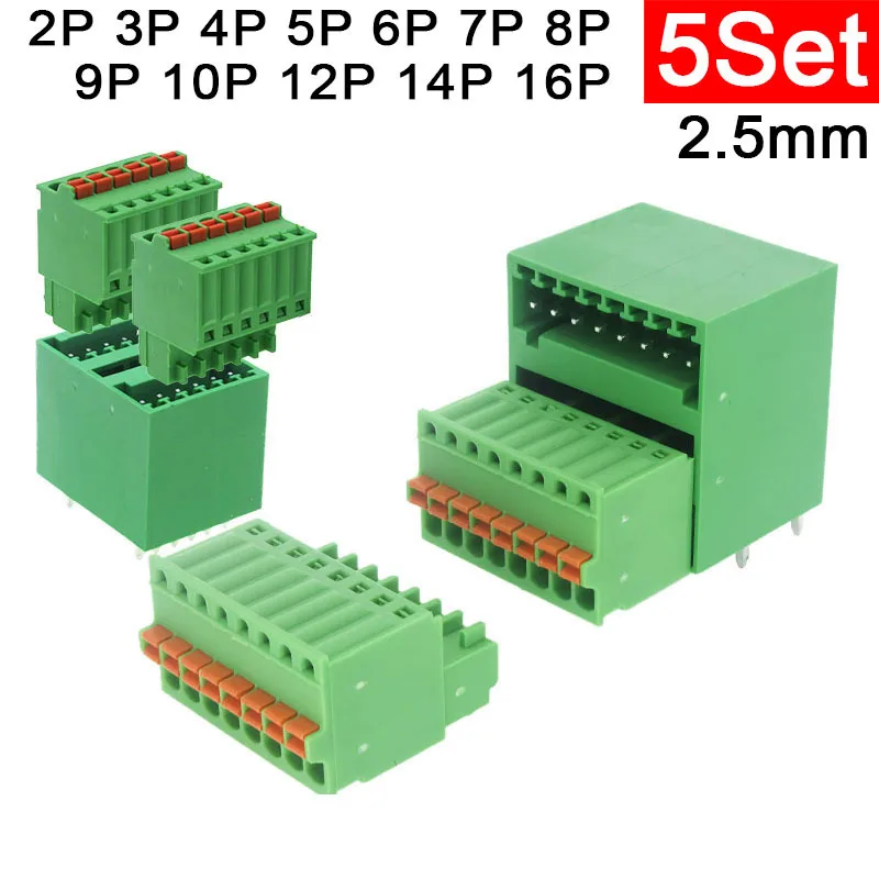 

15EDGRH 2.5 Bent Pin 2EDGVH Double Layer Direct Insertion Solder PCB Circuit Board Socket EDGKD Spring Plug 2 3 4 5 6 7 8 9Pin