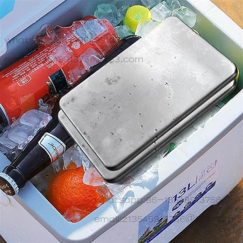 New Stainless Steel Slim and Long-lasting Reusable Cooling Ice Tray Lunch Box Fresh Ice Box