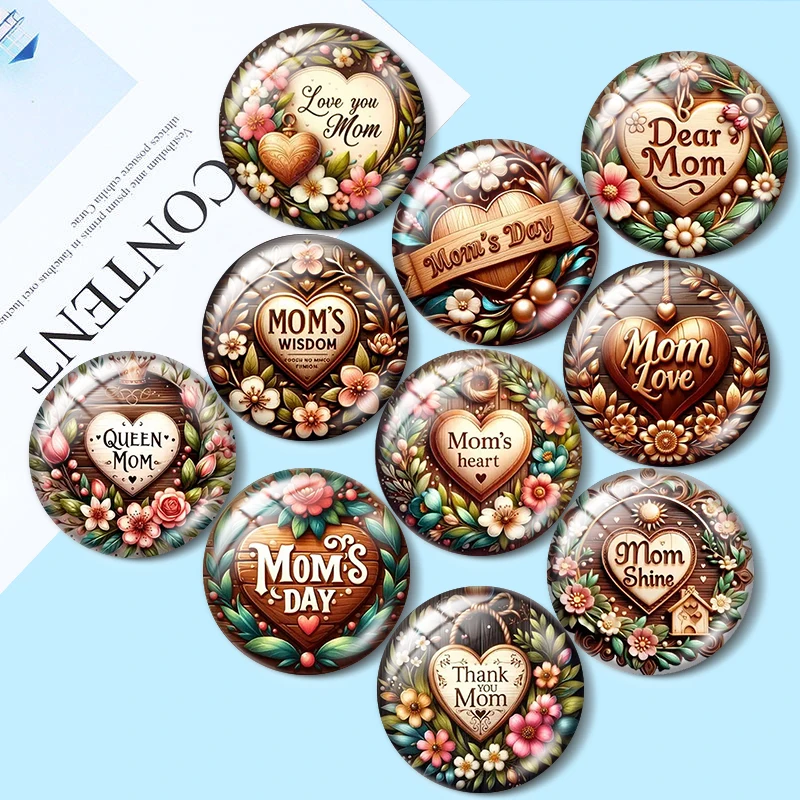 

Mother's Day Flower 10pcs 12mm/18mm/20mm/25mm Round photo glass cabochon demo flat back Making findings