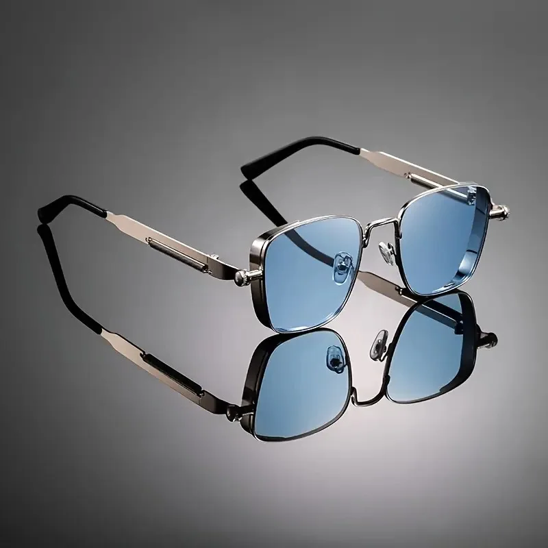 Retro Sunglasses Men's High End Vintage Square Anti UV Fashion Spring Leg Glasses - view 4
