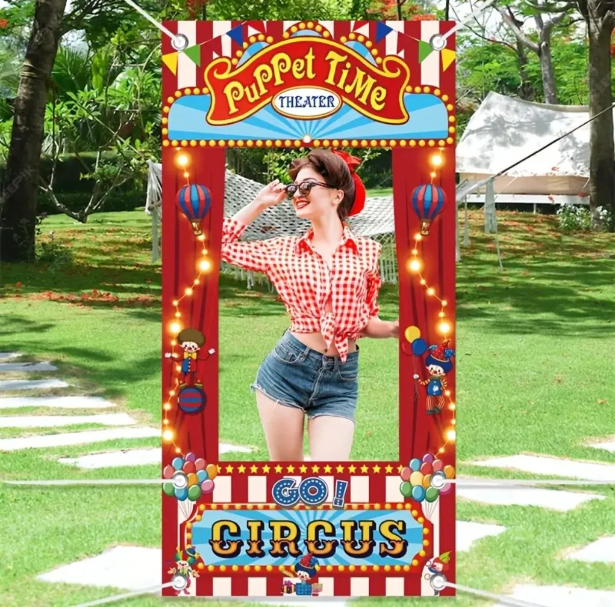 Carnival Circus Theme Photo Booth Frame Props Birthday Party  Decoration Photo Frame Fun filled Frame Photography Background