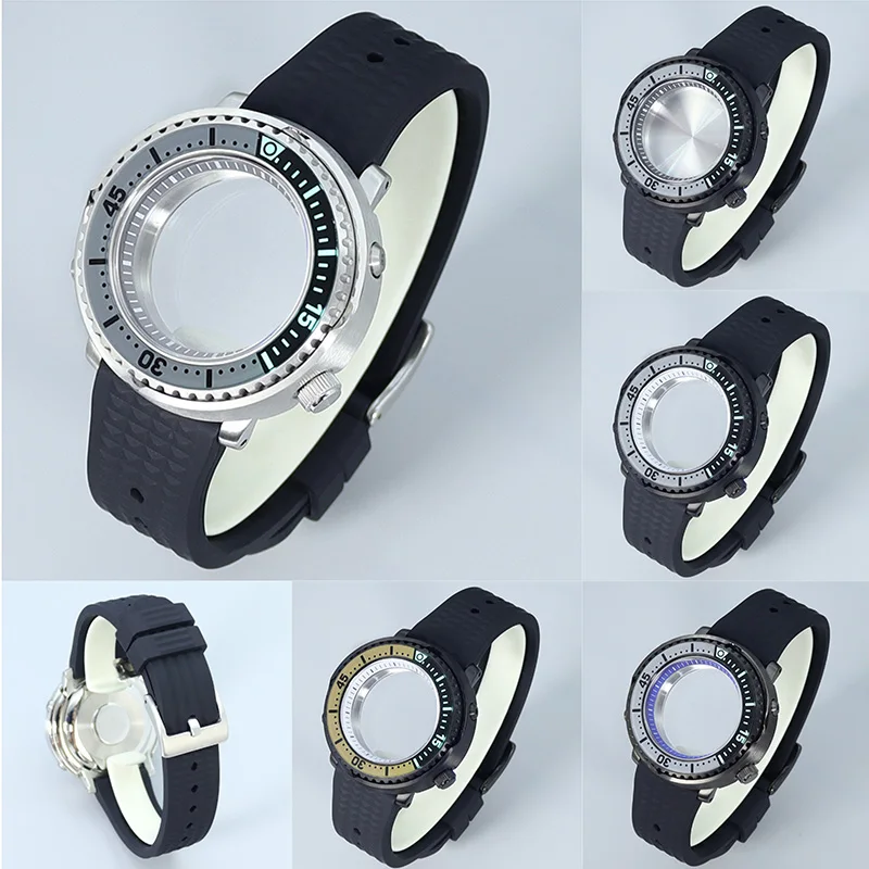 

NH36 43mm Watch Cases With chapters Ring Sapphire Glass For Seiko Nh35 Nh36 Nh34 Nh38 Movement Tuna Canned Mod C3 Luminous bezel