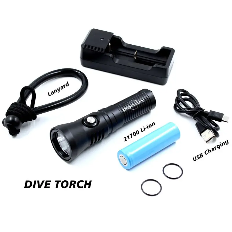 

Small Diving Flashligh XPL 1200 Lumen Underwater Scuba Powerlight IP68 Underwater Lantern 21700 Rechargeable Diving Light