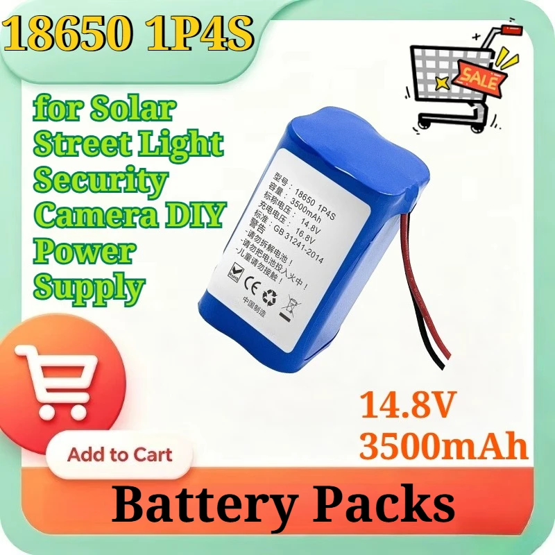 

3.7V 14.8V 25.9V 18650 Li-ion Battery Pack Rechargeable 7.8/3.5/5.2Ah for Solar Street Light Security Camera DIY Power Supply