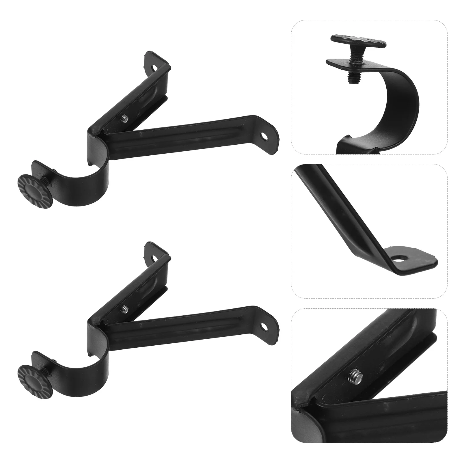 

2Pcs Professional Curtain Rod Brackets Sturdy Iron Wall Mount Supports for Living Room Bedroom Kitchen Home Decor