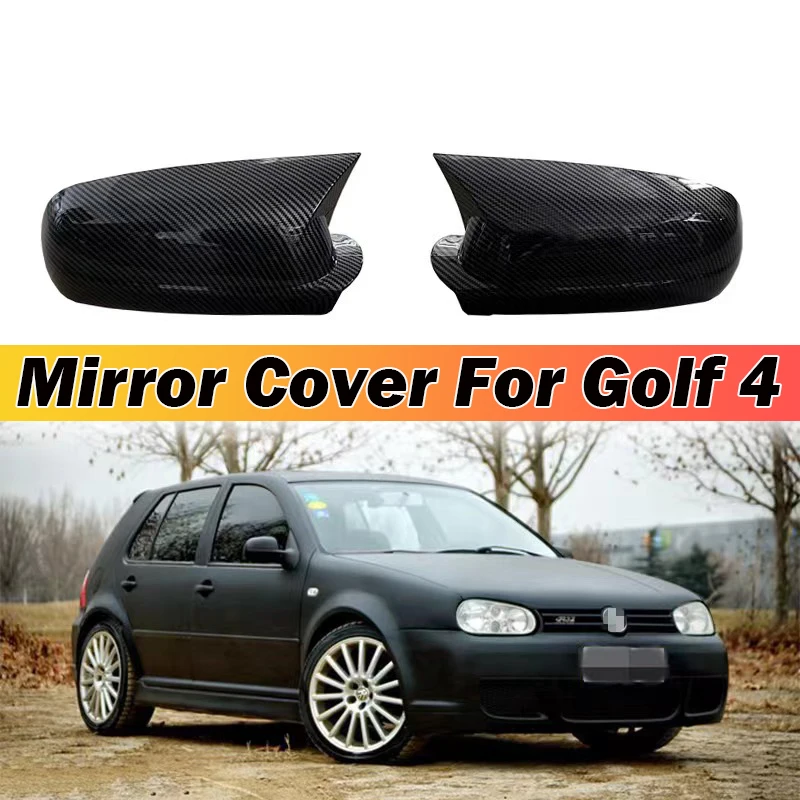 2pcs paste Side RearView Mirror Cover Caps Gloss Black Carbon for VW Golf 4 MK4 GTI R 1997-2004 Bora Jetta Passat B5 1998-2005