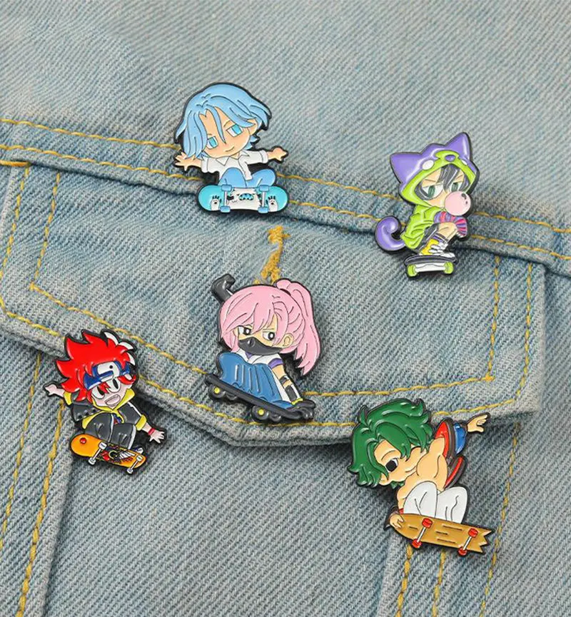 

Enamel Pin Custom SK∞ Chibi REKI Langa MIYA Cherry Joe Brooch Lapel Badge Cartoon Jewelry Gift for Anime Fans SK8 the Infinity