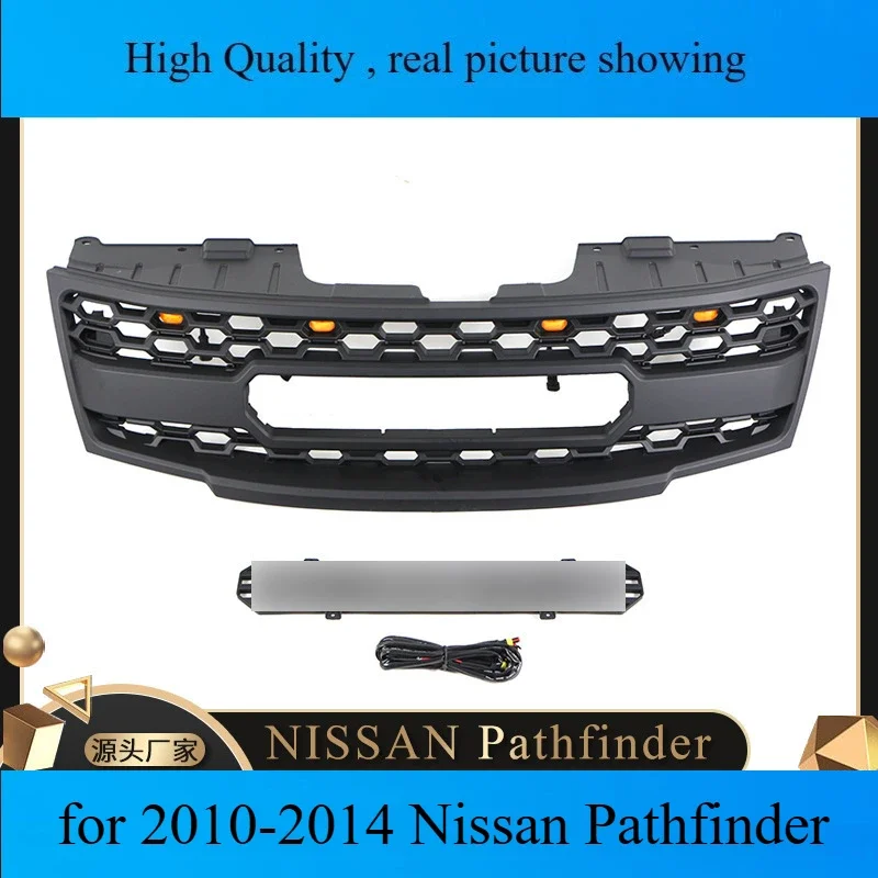 car Front Bumper Grille Trim for 2010-2014 Nissan Pathfinder led light auto Racing grills