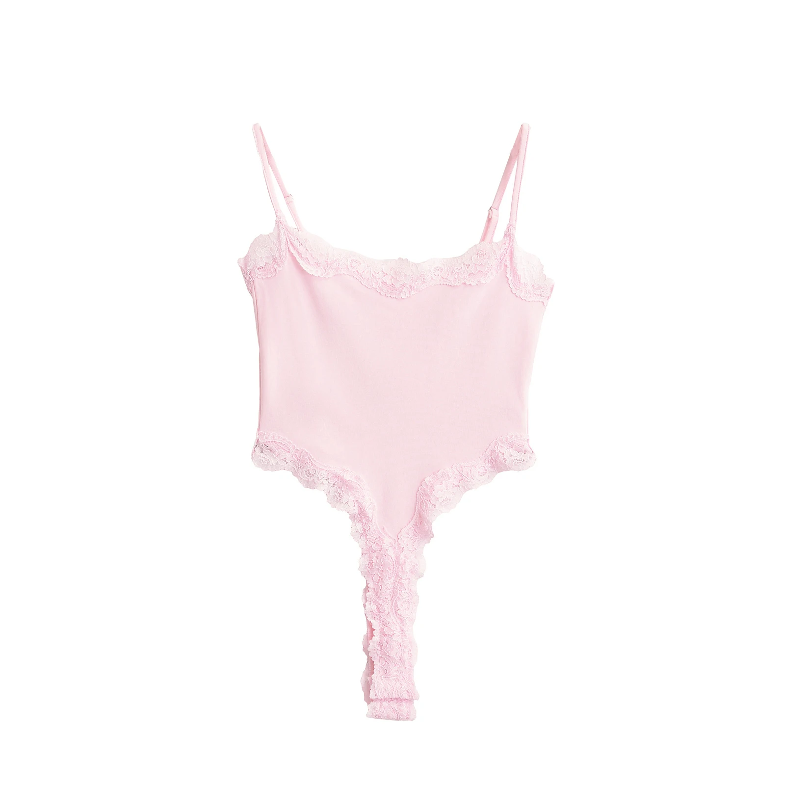 Sexy Bodysuit Tops For Women 2025 Summer Y2k Clothes Lace Panel BodySuits Women Solid Color Cami Bodysuit Backless Lace Top Pink image 4