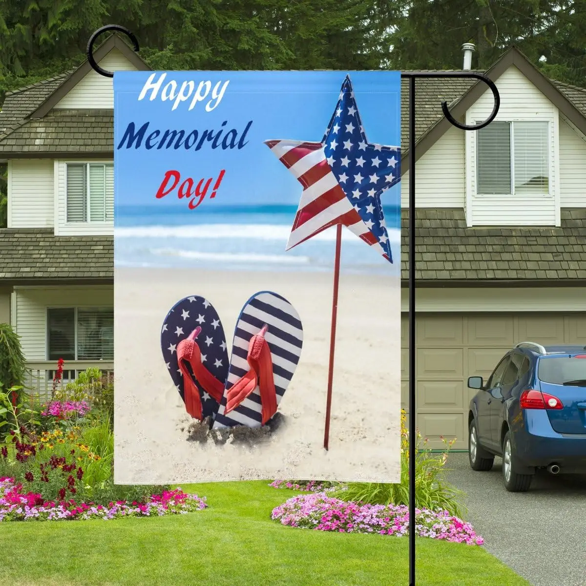 Duble Sided Patriotic Beach Flip Flops And Star Independence Day July 4th American Flag Summer Vacation Polyester Garden Fla SSL