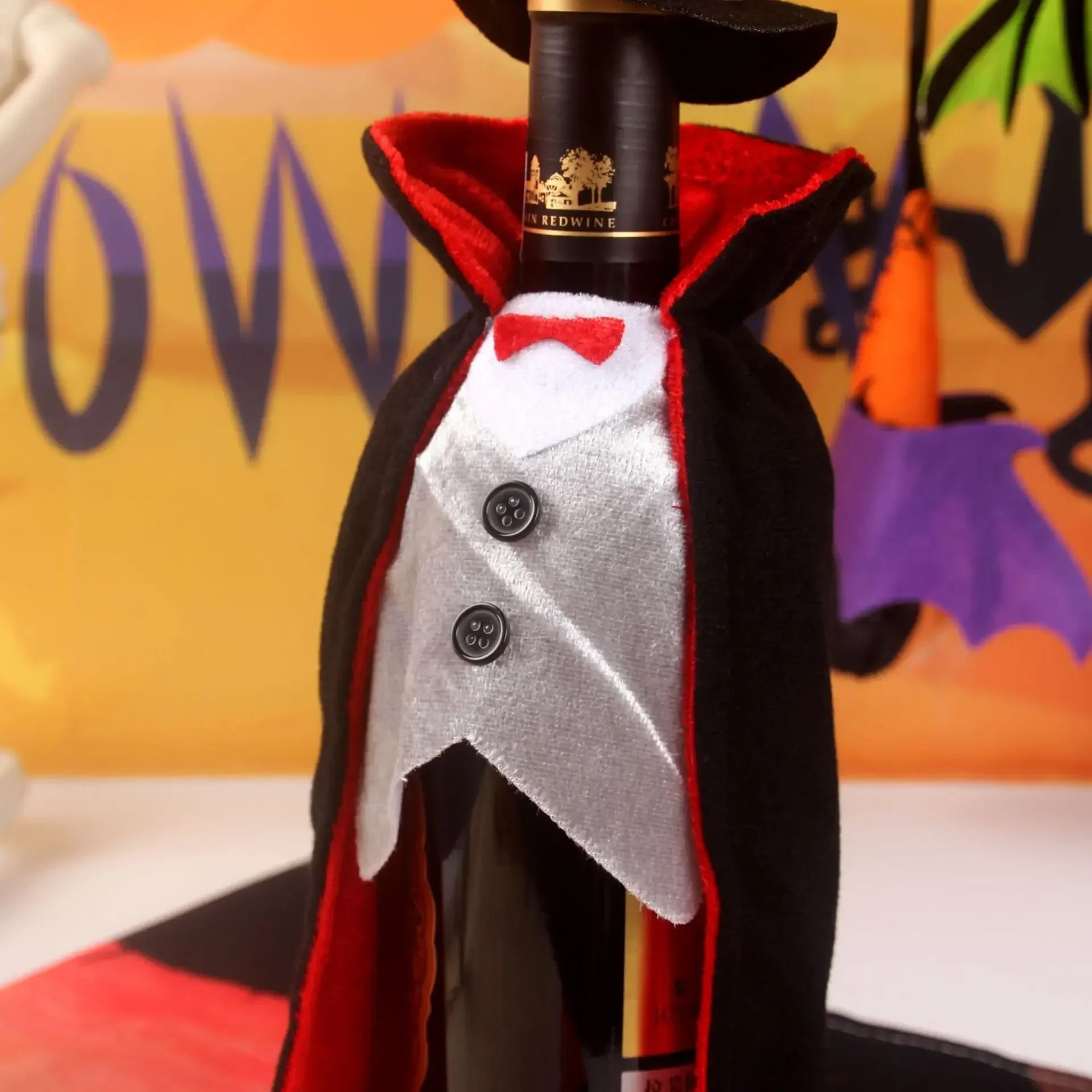 Vampire Cloak Wine Bottle Dress Cover Champagne Bag Dining Table Halloween Potluck Countertop Wine Bottle Halloween Decoration