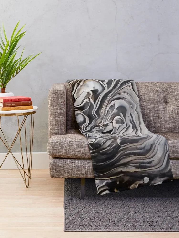 Black and white abstract spiral Throw Blanket Luxury Designer Bed Fashionable Decorative Throw funny gift Blankets