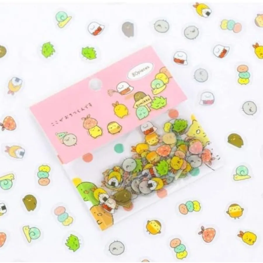 

80Pcs Japanese Stationery Stickers Assorted Adorable Cat and Bear Designs Decorative Stickers for Diaries Scrapbooking and Craf