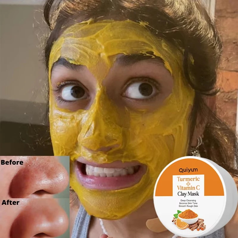 

Turmeric Mud Mask Cleansing Pore Vitamin C Mud Mask Eliminate Pimples Inhibit Melanin Exfoliating Shrink Pores Face Skin Care