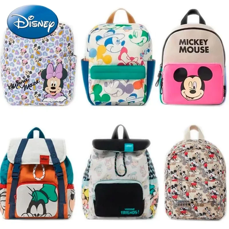 Disney Cartoon Mickey Mouse Cute Fashion Backpack Women\'s Minnie Canvas School Bag Fashion Large Capacity Backpack Girls Mochila