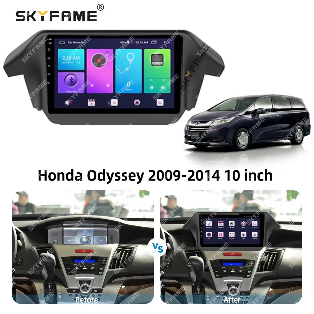 SKYFAME-Adaptador de Fascia para marco de coche, decodificador de caja Canbus, Kit de Panel de montaje de tablero de Radio Android para Honda Odyssey