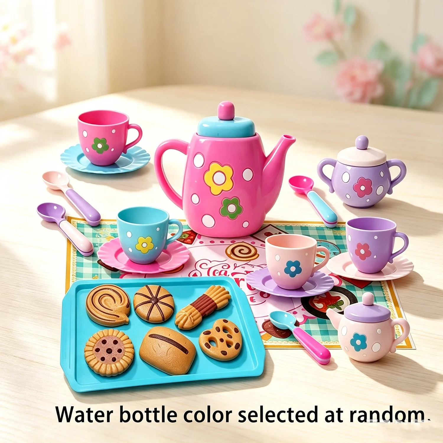 Kids Pretend Tea Party Play Set, Kitchen Role‑play Toy with Teapot Cups Dessert, Accessories Random, Gift for Boys Girls