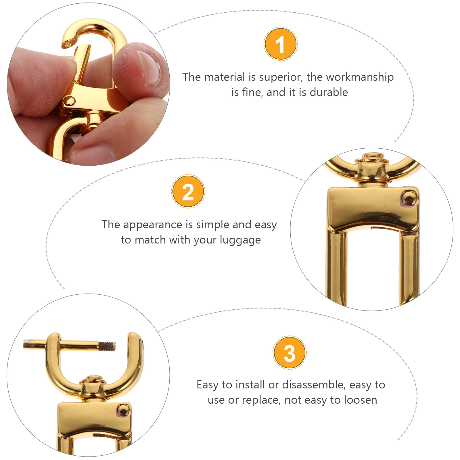 

4pcs Dog Buckle Hardware Lightweight Luggage Strap Handbag Repair Metal Hooks Durable Suitable Suitcase Accessories Storage
