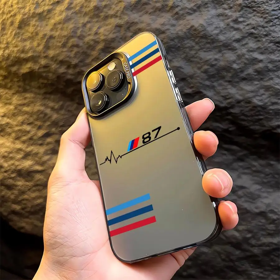 Phone Case for iPhone 16e 15 14 15 16 Pro Max Cover Red Blue Bar Logo Design