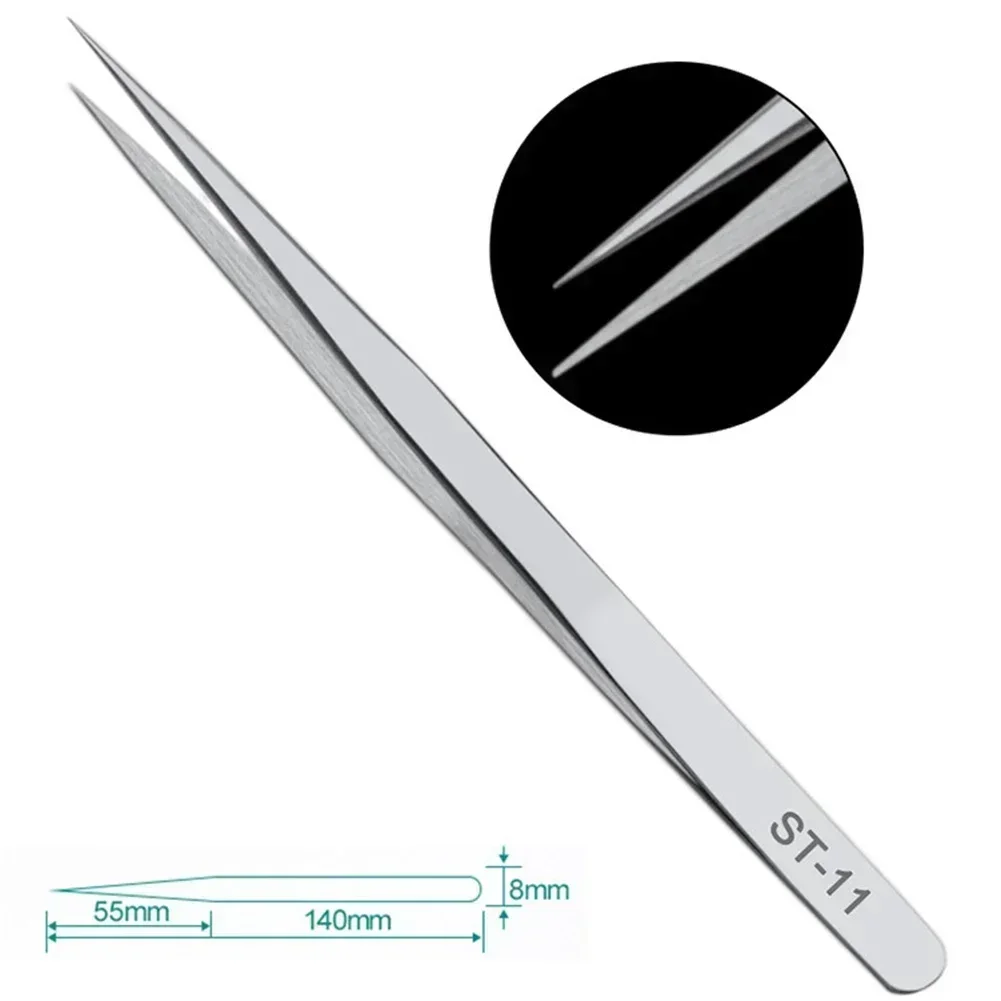 1Pc Precision Tweezer Anti-static Tweezer Anti-magnetic Resist Corrosion Stainless Steel Tweezers ST-10/11/12/13/14/15/16/17