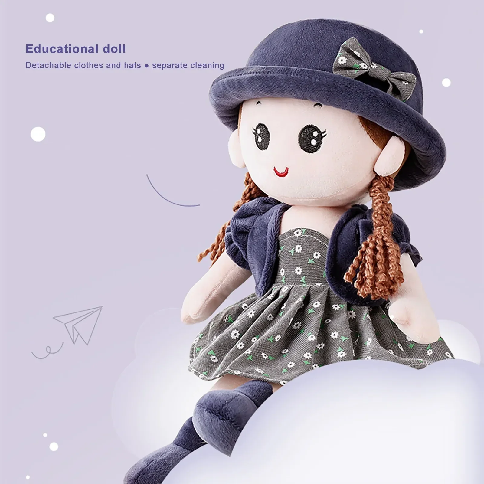 35cm Baby Girl Rag Doll With Removeable Hat Skirt Sweetheart Rag Doll Cozy Cuddle Soft Baby Doll Sleeping Plush Doll For Kids