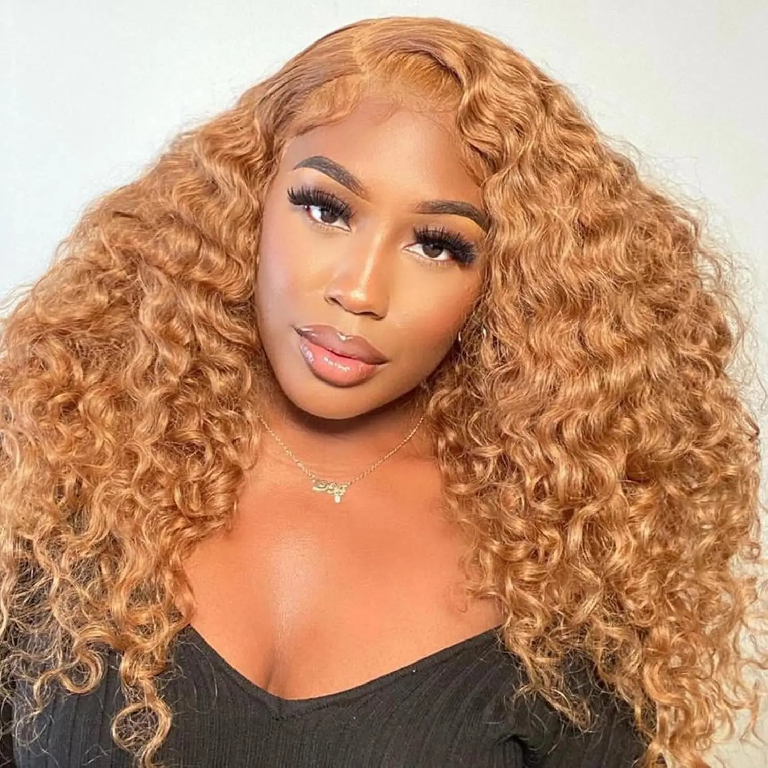 

#27 Honey Blonde Deep Wave Wig Human Hair 13x6 HD Lace Front Wigs Human Hair 28 Inch Curly Lace Frontal Wigs for Black Women