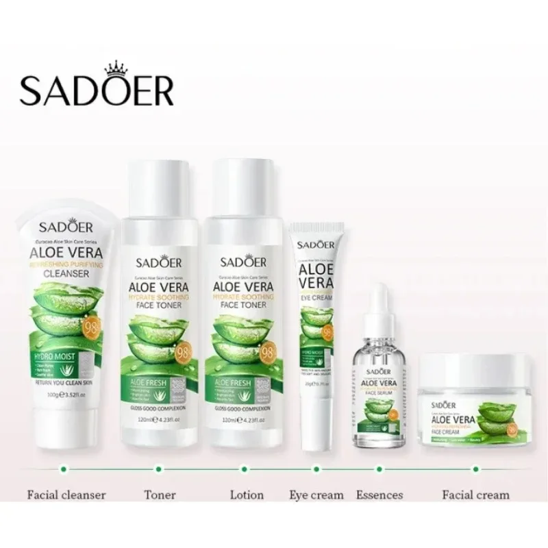 SADOER Aloe Moisturizing Face Serum Shrink Pores Hydrating Repair Dry Peeling Oil-control Fade Fine Lines Nourishing Skin Care