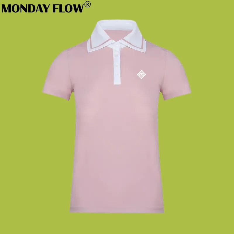 Monday Flow-Polo de golf à manches courtes pour femme, chemise de sport confortable, haut polyvalent, vêtements d'extérieur à séchage rapide