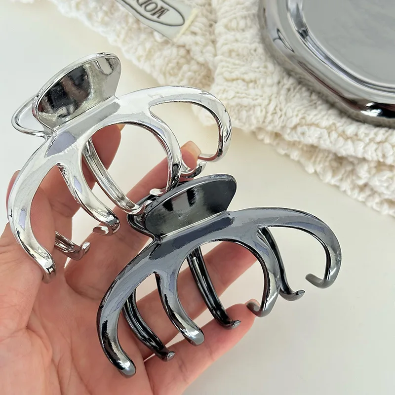 New Hair Claw Clips Metal Alloy Large Geometric Solid Color Thick Hair Shark Clip Pumpkin Clamps Grab Women Hair Accessories