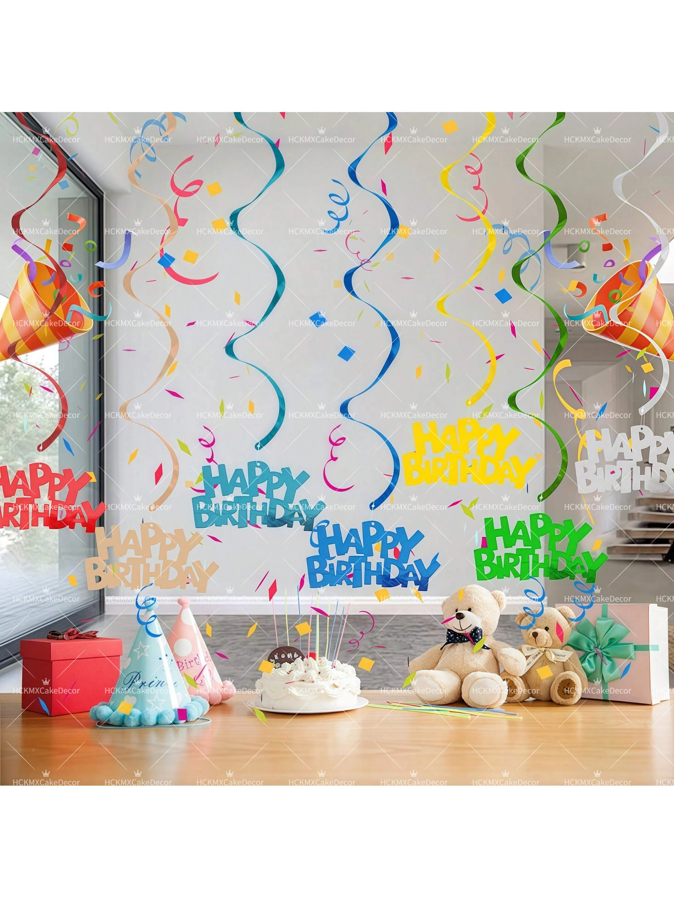 1 Set Happy Birthday Wirbel-Dekorationen Bunte Hängewirbel mit Geburtstagsschildern für Geburtstagsfeiern Girlanden für Erwachsene – Detail 1