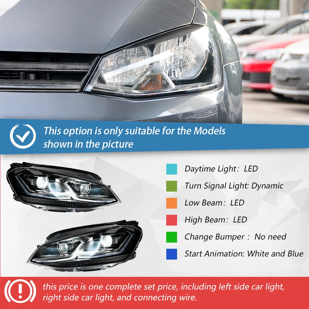 Auto Voorlichten Voor Golf 7 MK7 2013-2017 Upgrade Golf 7.5 LED Auto Koplamp Lens Accessoires Dynamische Richtingaanwijzer montage