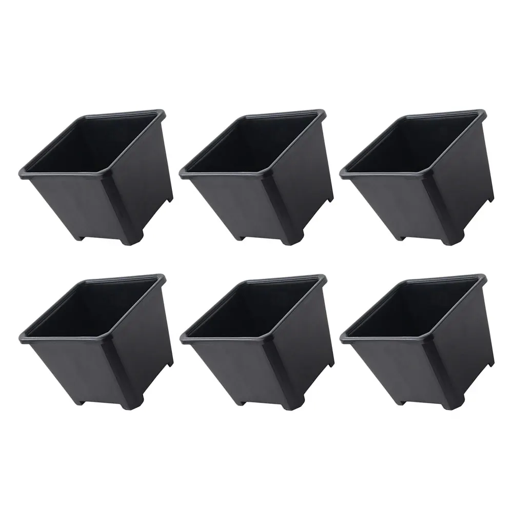 

6 Pcs Thickened Square Flower Pots Small Plastic Planters Mini Black Raw Material Durable Gardening Planter Suitable Office