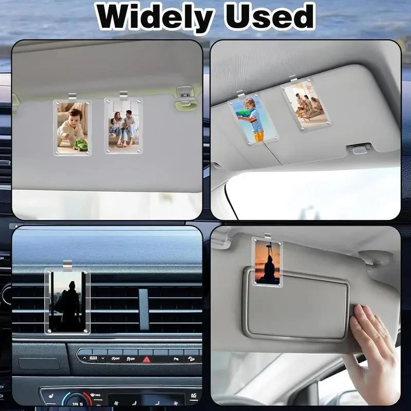 Car Sun Visor Photo Holder - Magnetic Acrylic Photo Clip for Car Sun Visors. Unique gift for couples, wallet-style photo holder