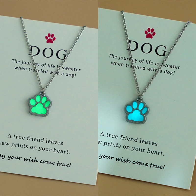 Collar luminoso para amantes de los perros, collar de pata de perro y gato que brilla en la oscuridad, regalo luminoso para amigos, nuevo