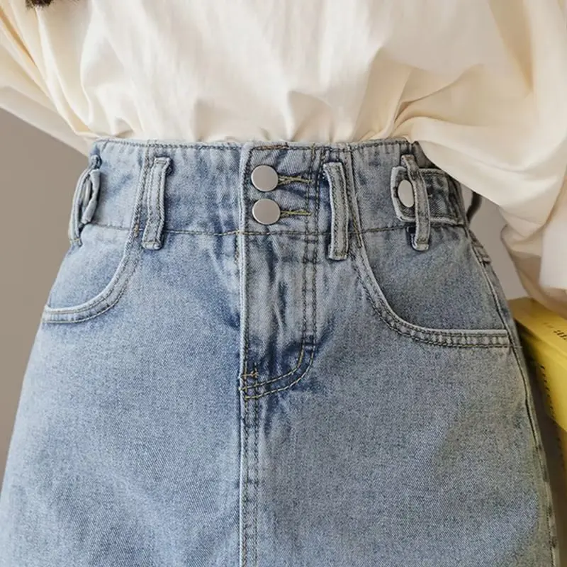 Womens High Waisted Short Mini Denim Skirt 2024 New Spring And Summer Korean Fashion Casual Jeans A-Line Skirts Woman Clothes