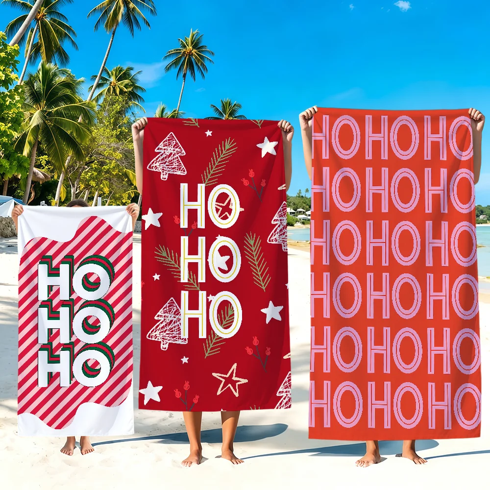 Christmas Cartoon Holiday Art Stripes Funny Towel Soft Beach Towels Trip Swim Pool Bathing Towel Gym Home Decor Gift Holiday
