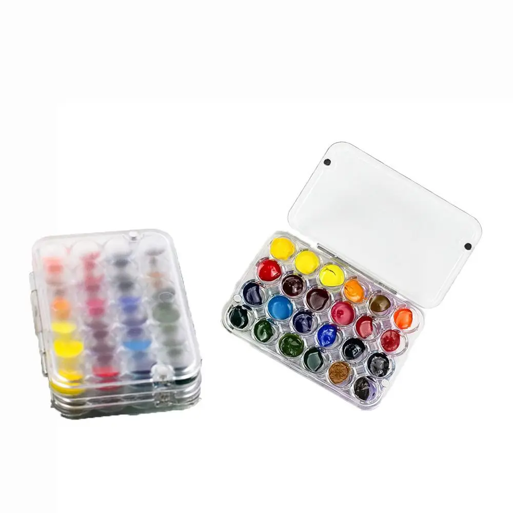 

Empty Mini Watercolor Paint Packing Box 0.8ML 24Grids Portable Moisturizing Box Art Student Going Out for Sketching Art Supplies