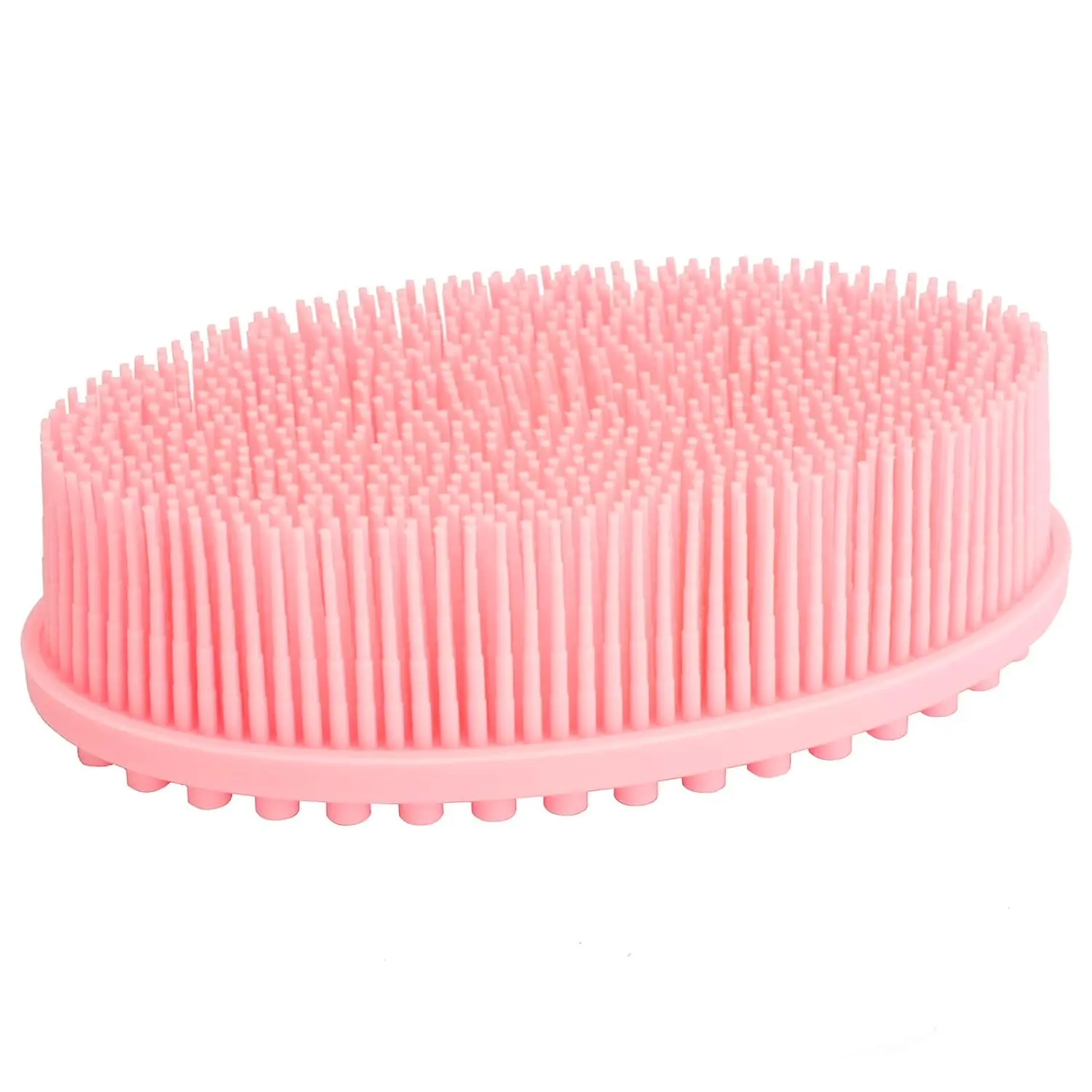 Silicone Body Scrubber Shower Bath Body Brush Easy to Clean, Lathers Well, Eco Friendly (Pink)