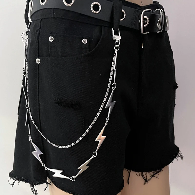Accessories: New Fashionable And Versatile Men's And Women's Waist Chains, Punk Metallic Lightning Bolt Pendant Trouser Chains