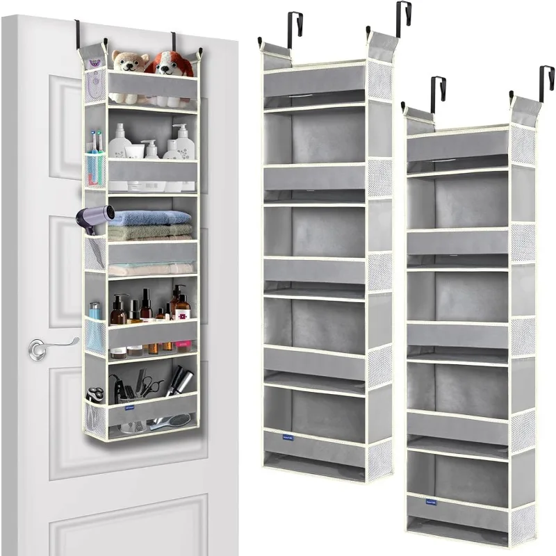 2 Pack Over The Door Hanging Organizer 5-Shelves and 10 Side Pockets, Over The Door Storage (13