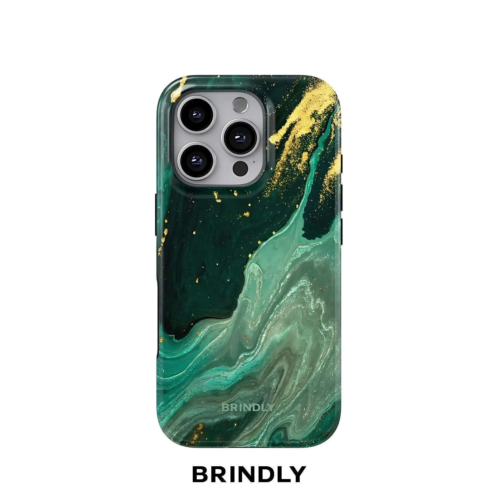 Green Marble Swirl BRINDLY Phone Case for Samsung Galaxy S23 S24 S25 S26 FE Plus Ultra Edge 5G Luxury Double-layer Back Cover