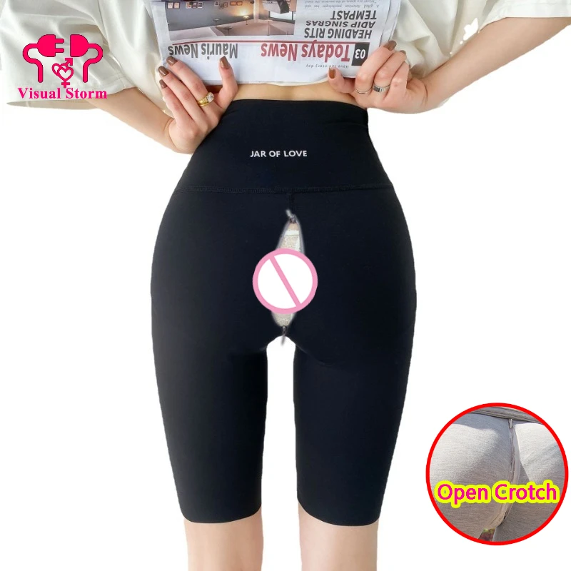 امرأة مفتوحة المنشعب قصيرة رفع طماق سستة الجوارب المفتوحة في المنشعب نصف طول السراويل في الهواء الطلق سهلة Crotchless غير خاضعة للرقابة