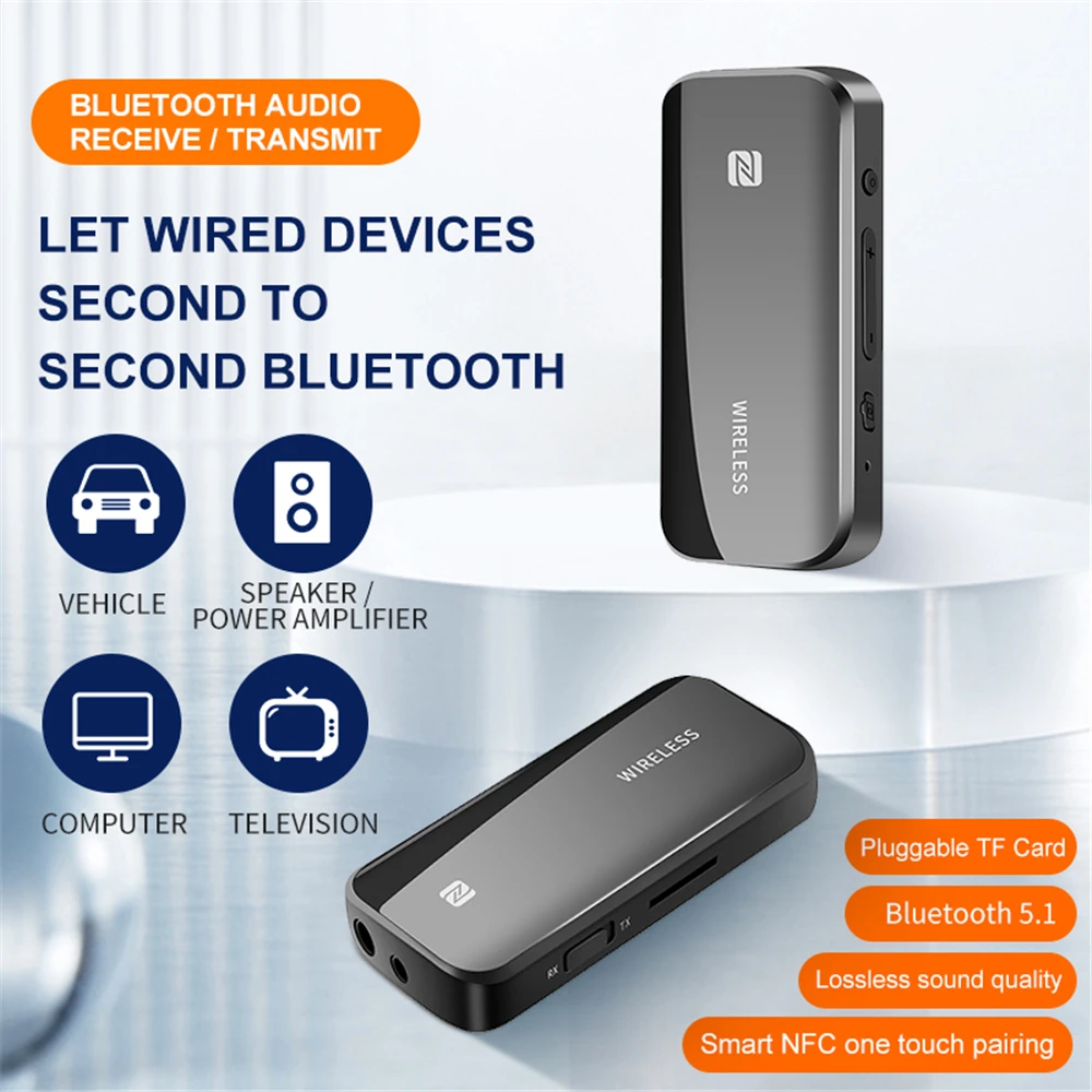 HIFI Bluetooth car adapter receiver transmitter 2 in1 amp 3.5mm stereo with call function support TF FNC 5.1 wireless bluetooth