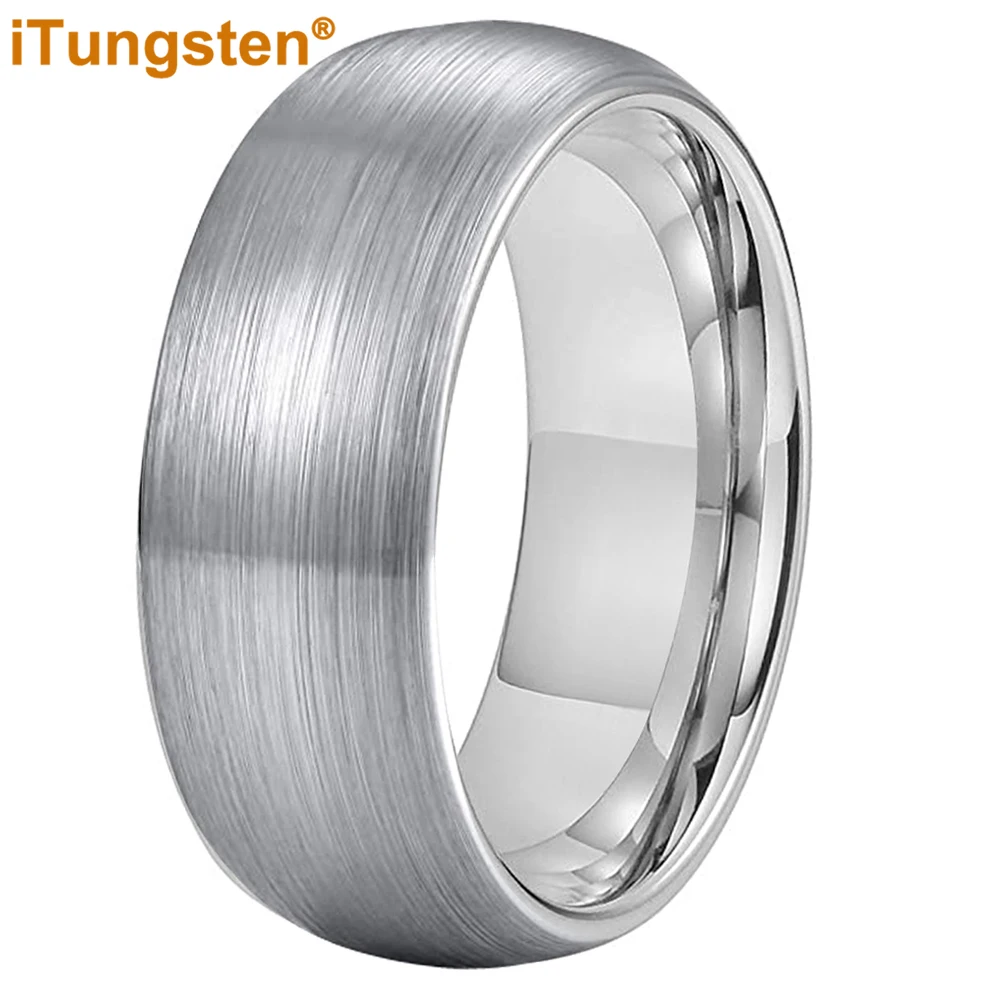 iTungsten 6mm 8mm Black Tungsten Carbide Ring Men Women Engagement Wedding Band Fashion Jewelry Domed Brushed Finish Comfort Fit