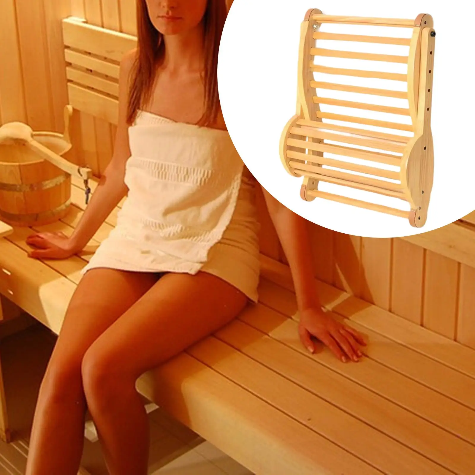 Sauna Backrest with Headrest Neck Spine Support Practical Lightweight 2 in 1 Folding Back Rest for Meditation Bathroom SPA