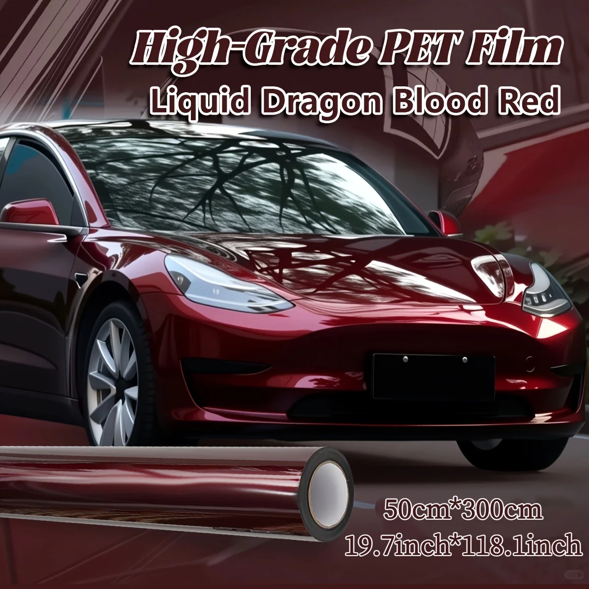 

19.7 Inch * 118.1 Inch Premium PVC High Gloss Liquid Metal Dragon Blood Red Vinyl Car Packaging Film Motorcycle DIY Sticker