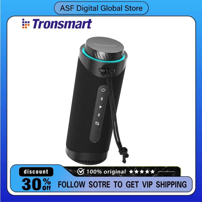 Tronsmart T7 Wireless Bluetooth Speaker Stereo Subwoofer Long Battery Life LED Ipx7 Waterproof Outdoor 64GB TF Card Audio