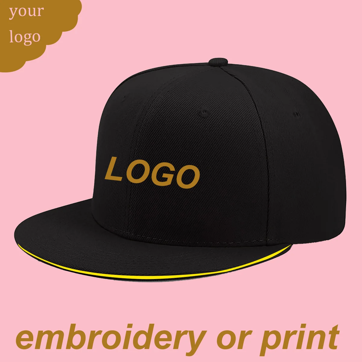 

Custom Logo Men Solid Baseball Cap Rear Adjustable Flat Eave Snapback Hat Lady DIY Outdoor Sun Cap Causal Soft Golf Sport Gorros
