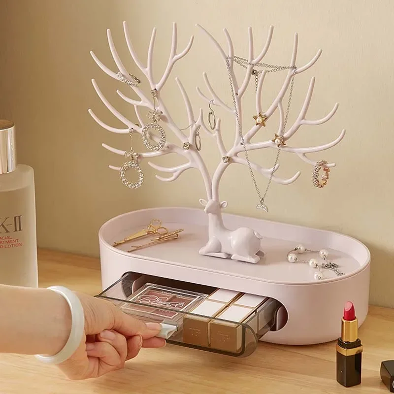 Jewelry Rack Antlers Earrings Necklaces Rings Display Bracelet Deer Jewelry Organizer Cases Stand Tray Tree Gifts For Women
